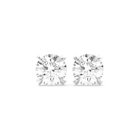 Round Lab Grown Diamond Stud Earrings Convertible Jacket White Gold