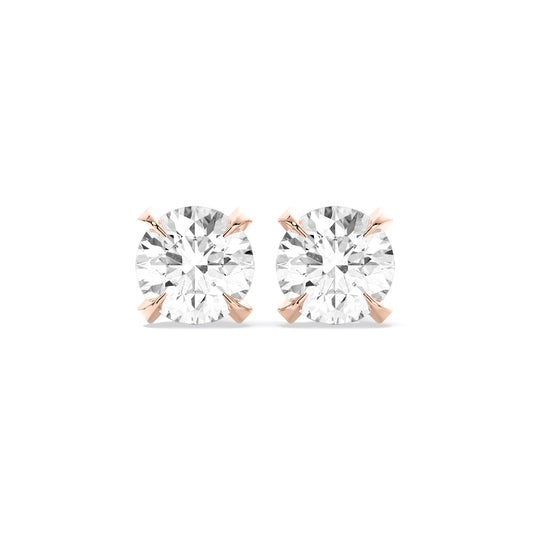 Round Lab Grown Diamond Stud Earrings Convertible Jacket Rose Gold