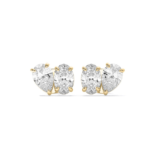 Pear Oval Lab Grown Diamond Stud Earrings Gold