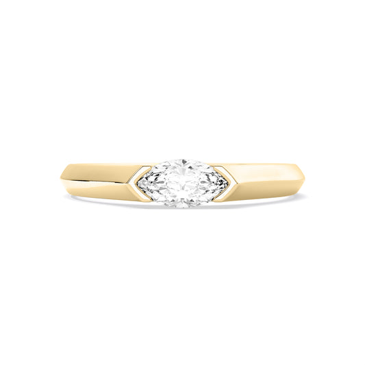 Marquise Bezel Set Lab Grown Diamond Solitaire Ring Gold