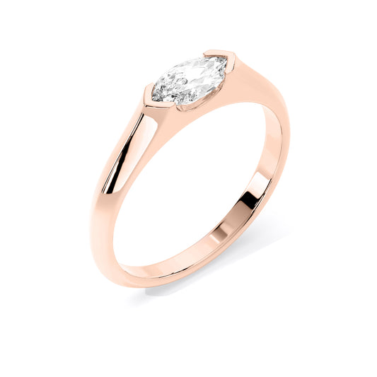 Marquise Bezel Set Lab Grown Diamond Solitaire Ring Rose Gold