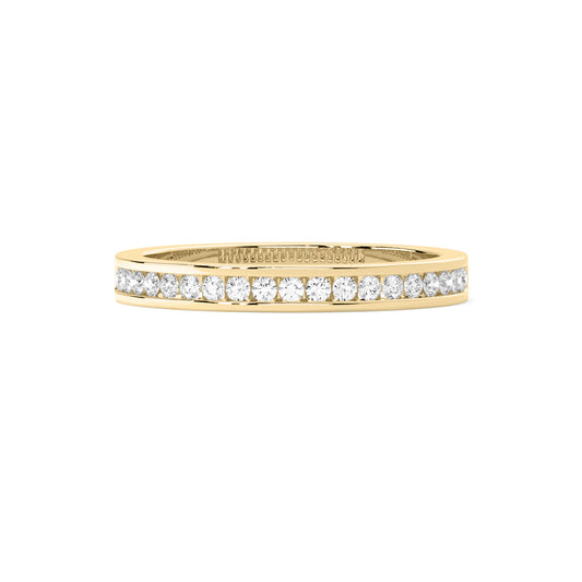 Round Lab Grown Diamond Full Channel Set Eternity Band Gold