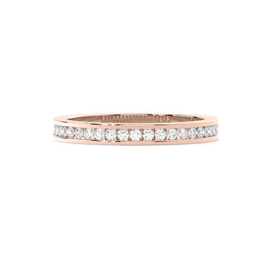 Round Lab Grown Diamond Full Channel Set Eternity Band Rose Gold