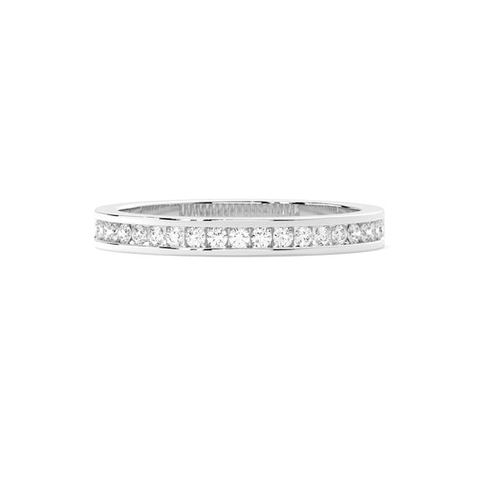 Round Lab Grown Diamond Full Channel Set Eternity Band White Gold