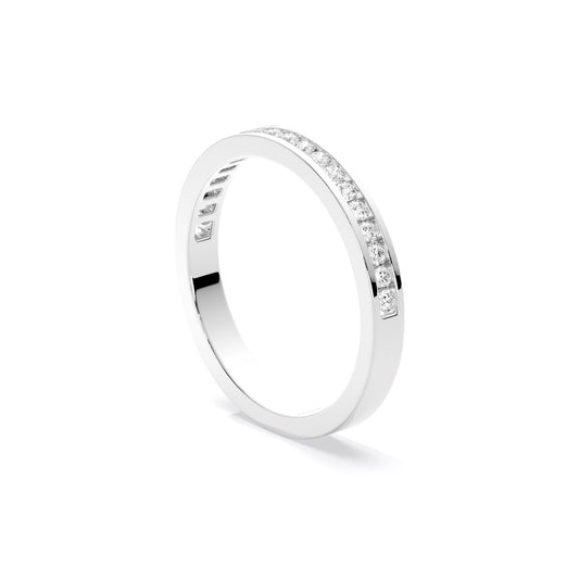 Round Lab Grown Diamond Full Channel Set Eternity Band White Gold