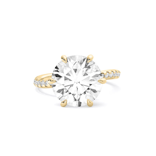Pear Shape Hidden Halo Pave Lab Grown Diamond Ring Gold