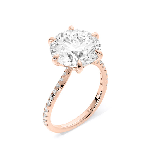 Pear Shape Hidden Halo Pave Lab Grown Diamond Ring Rose Gold