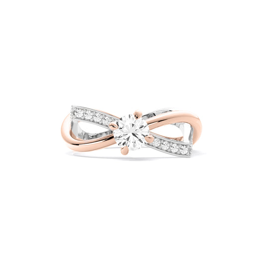 Round Infinity Crossover Pave Lab Grown Diamond Ring Rose Gold