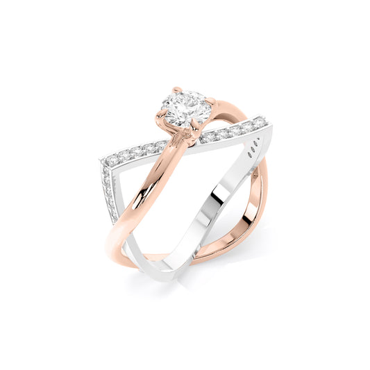 Round Infinity Crossover Pave Lab Grown Diamond Ring Rose Gold