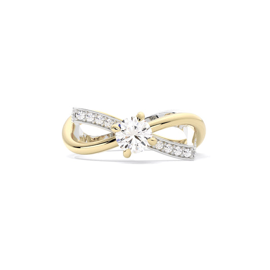 Round Infinity Crossover Pave Lab Grown Diamond Ring Gold
