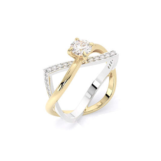 Round Infinity Crossover Pave Lab Grown Diamond Ring Gold