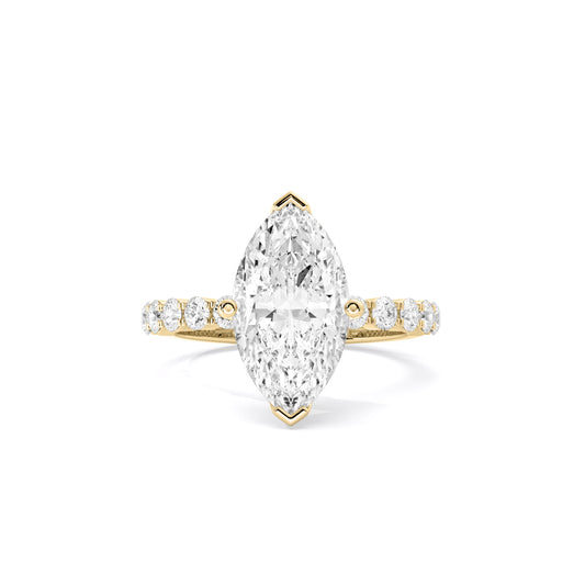 Marquise Lab Grown Diamond Ring Bar Set Gold