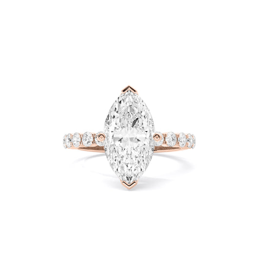 Marquise Lab Grown Diamond Ring Bar Set Rose Gold