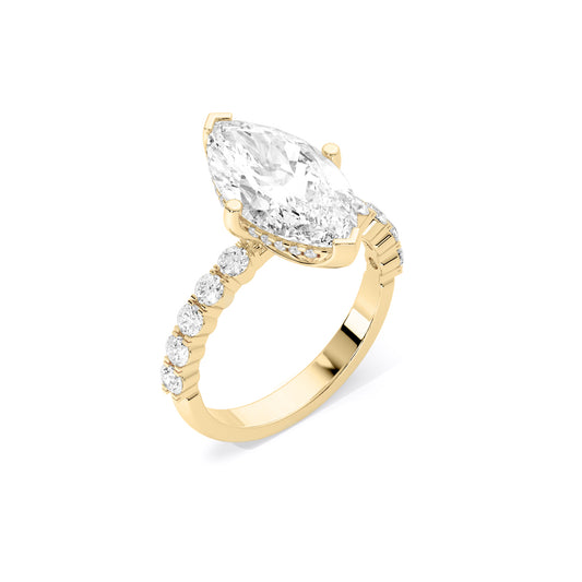 Marquise Lab Grown Diamond Ring Bar Set Gold