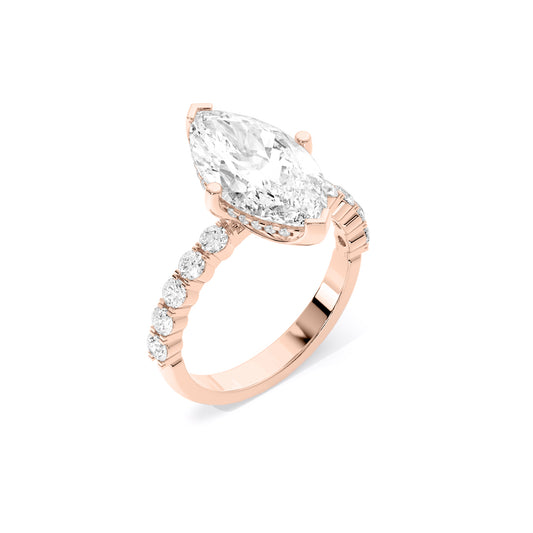 Marquise Lab Grown Diamond Ring Bar Set Rose Gold