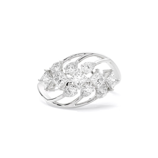 Princess Cut Open Leaf Lab Grown Diamond Ring White Gold