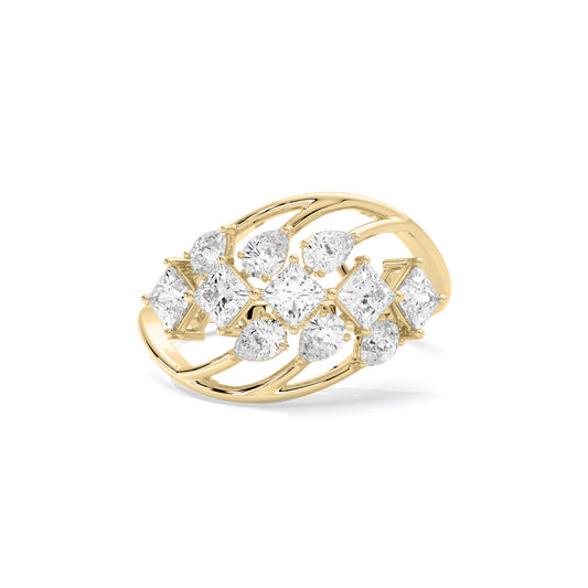 Princess Cut Open Leaf Lab Grown Diamond Ring Gold