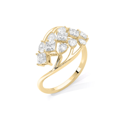 Princess Cut Open Leaf Lab Grown Diamond Ring Gold