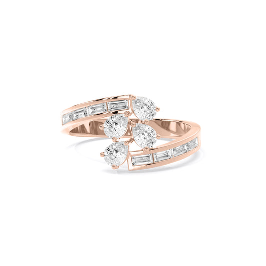 Pear Cluster Channel Bypass Lab Grown Diamond Ring Rose Gold