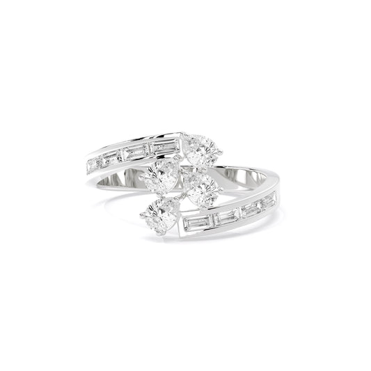 Pear Cluster Channel Bypass Lab Grown Diamond Ring White Gold
