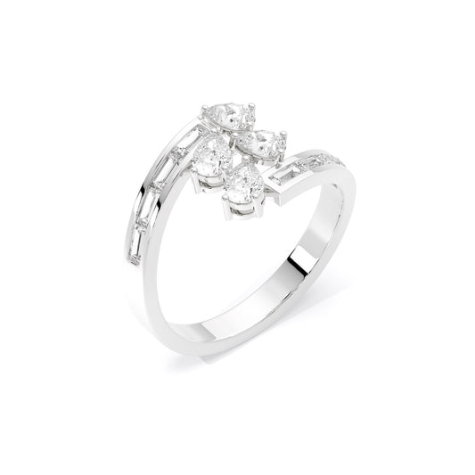 Pear Cluster Channel Bypass Lab Grown Diamond Ring White Gold