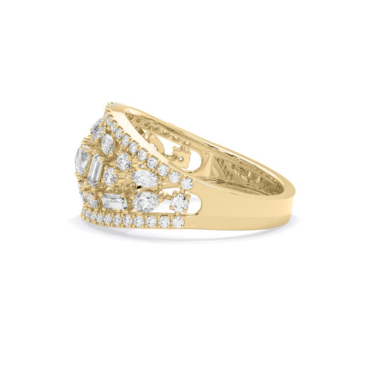 Mixed Shape Mosaic Lab Grown Diamond Dome Ring Gold
