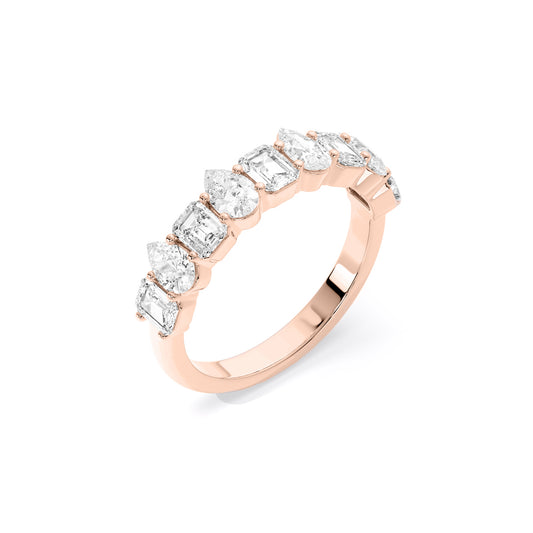 Emerald Pear Alternating Lab Grown Diamond Band Rose Gold
