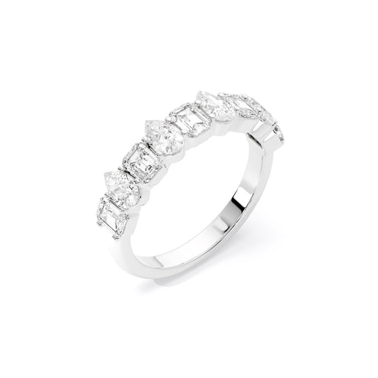 Emerald Pear Alternating Lab Grown Diamond Band White Gold