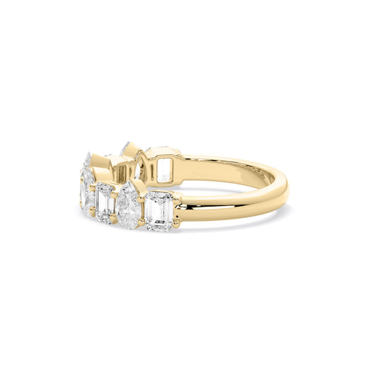 Emerald Pear Alternating Lab Grown Diamond Band Gold