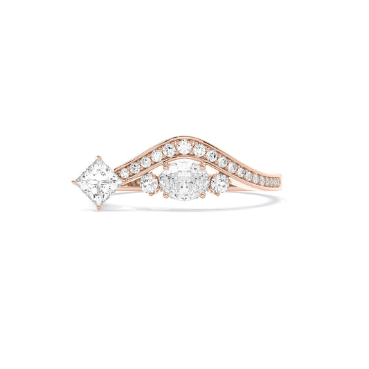 Princess Oval Bypass Toi et Moi Lab Grown Diamond Rose Gold