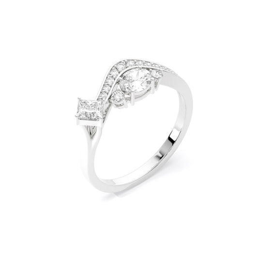 Princess Oval Bypass Toi et Moi Lab Grown Diamond White Gold