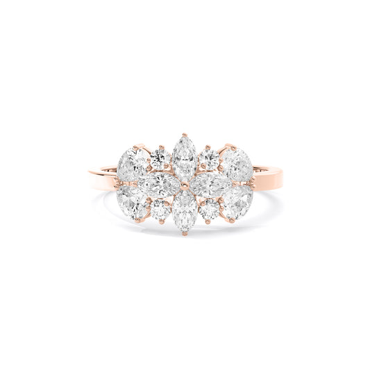 Marquise Cluster Flower Lab Grown Diamond Ring Rose Gold