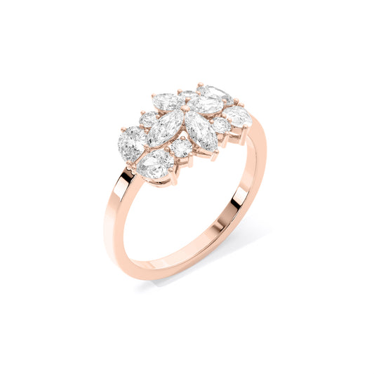 Marquise Cluster Flower Lab Grown Diamond Ring Rose Gold