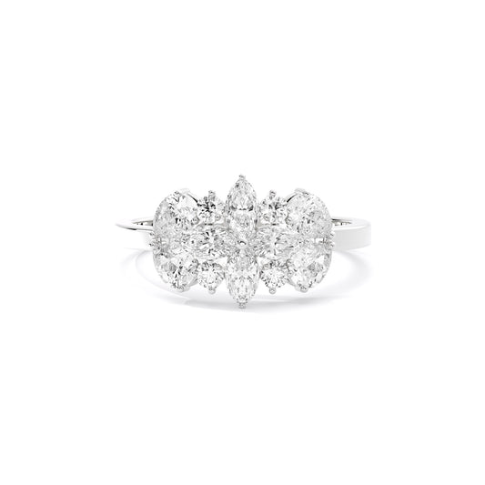 Marquise Cluster Flower Lab Grown Diamond Ring White Gold