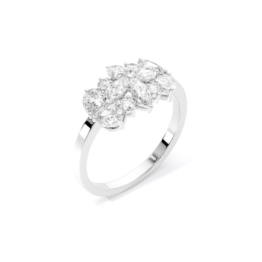 Marquise Cluster Flower Lab Grown Diamond Ring White Gold