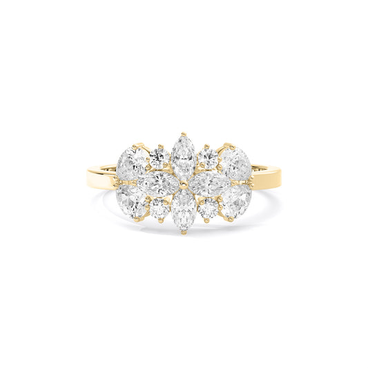 Marquise Cluster Flower Lab Grown Diamond Ring Gold