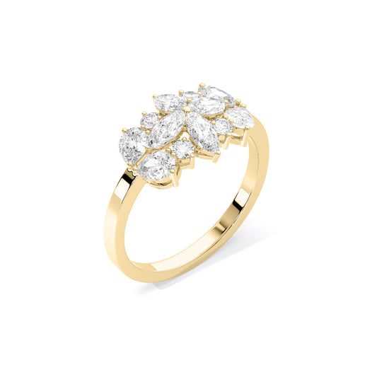 Marquise Cluster Flower Lab Grown Diamond Ring Gold