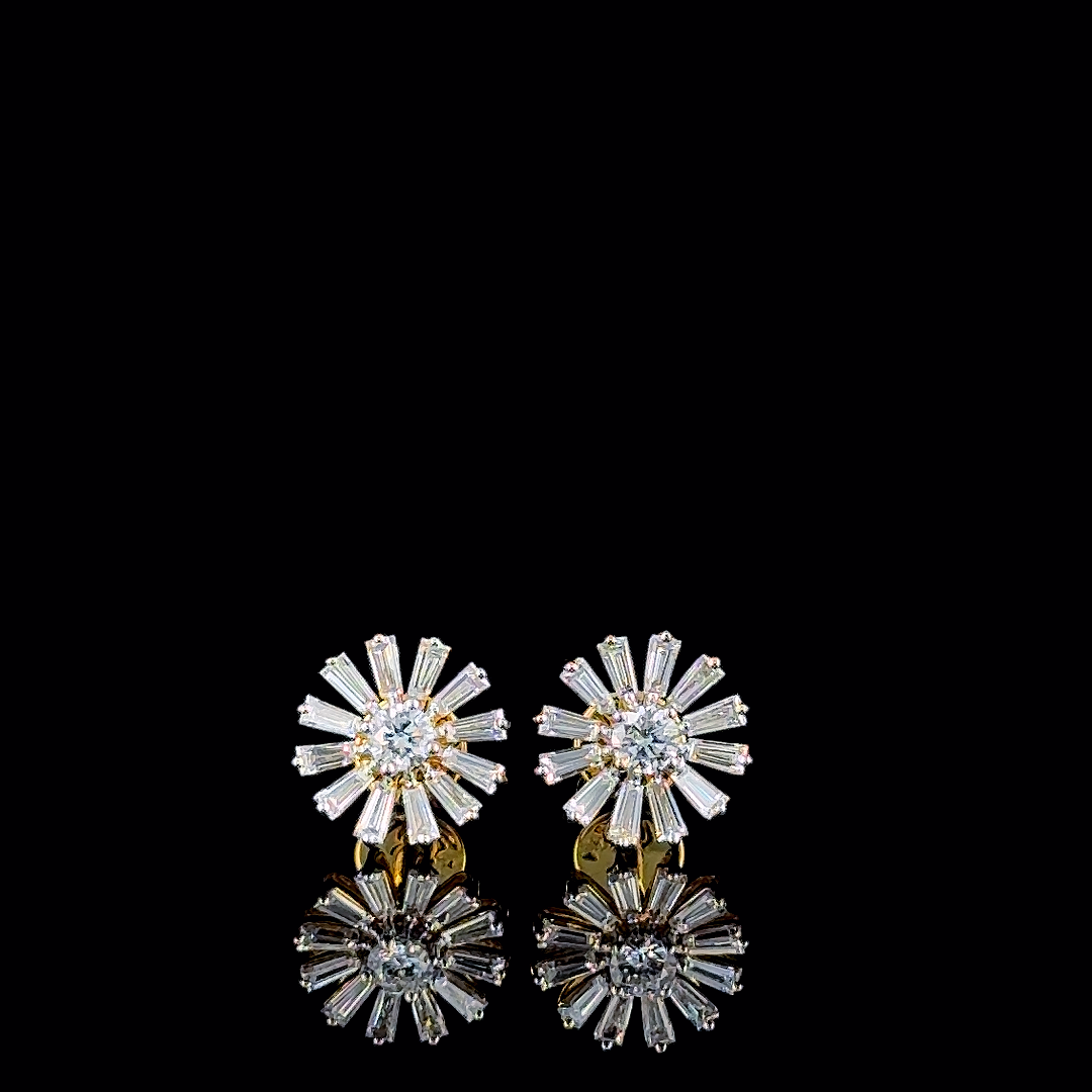 Radiant Starburst Baguette Stud Earrings - zyuristore