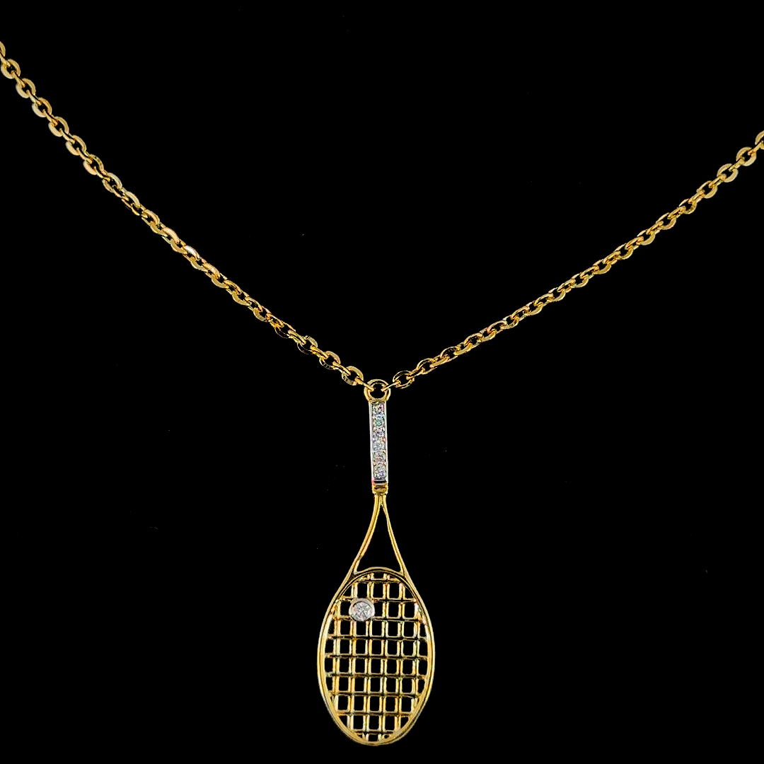 Tennis Racket Pendant Necklace