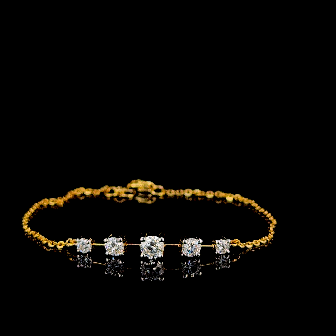Celestial Line Five-Stone Gold Bracelet