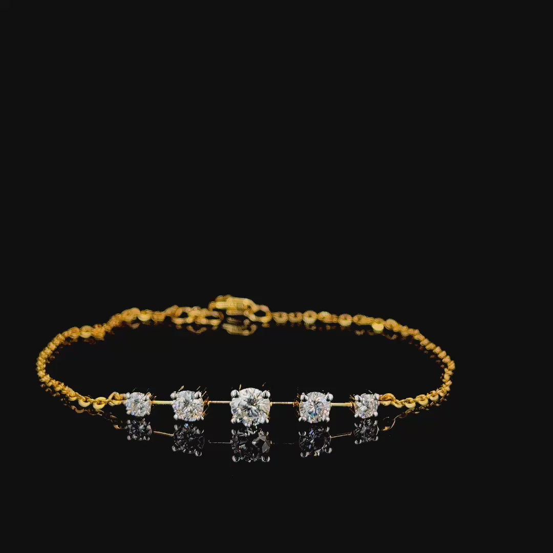 Celestial Line Five-Stone Gold Bracelet