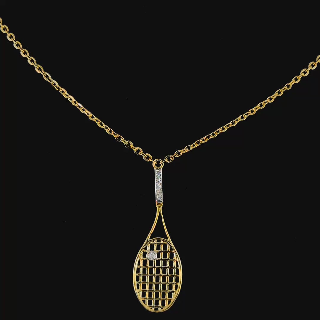 Tennis Racket Pendant Necklace