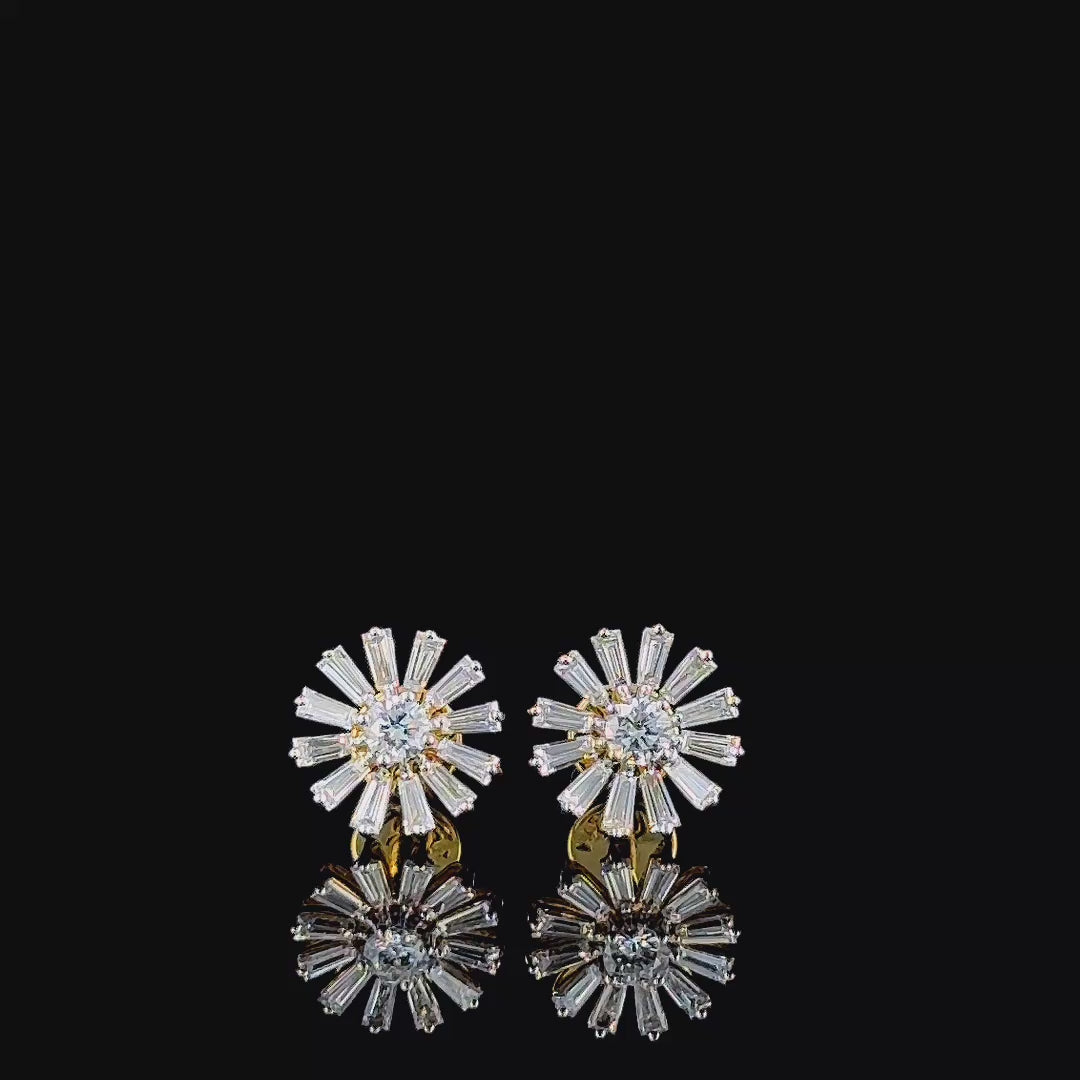 Radiant Starburst Baguette Stud Earrings